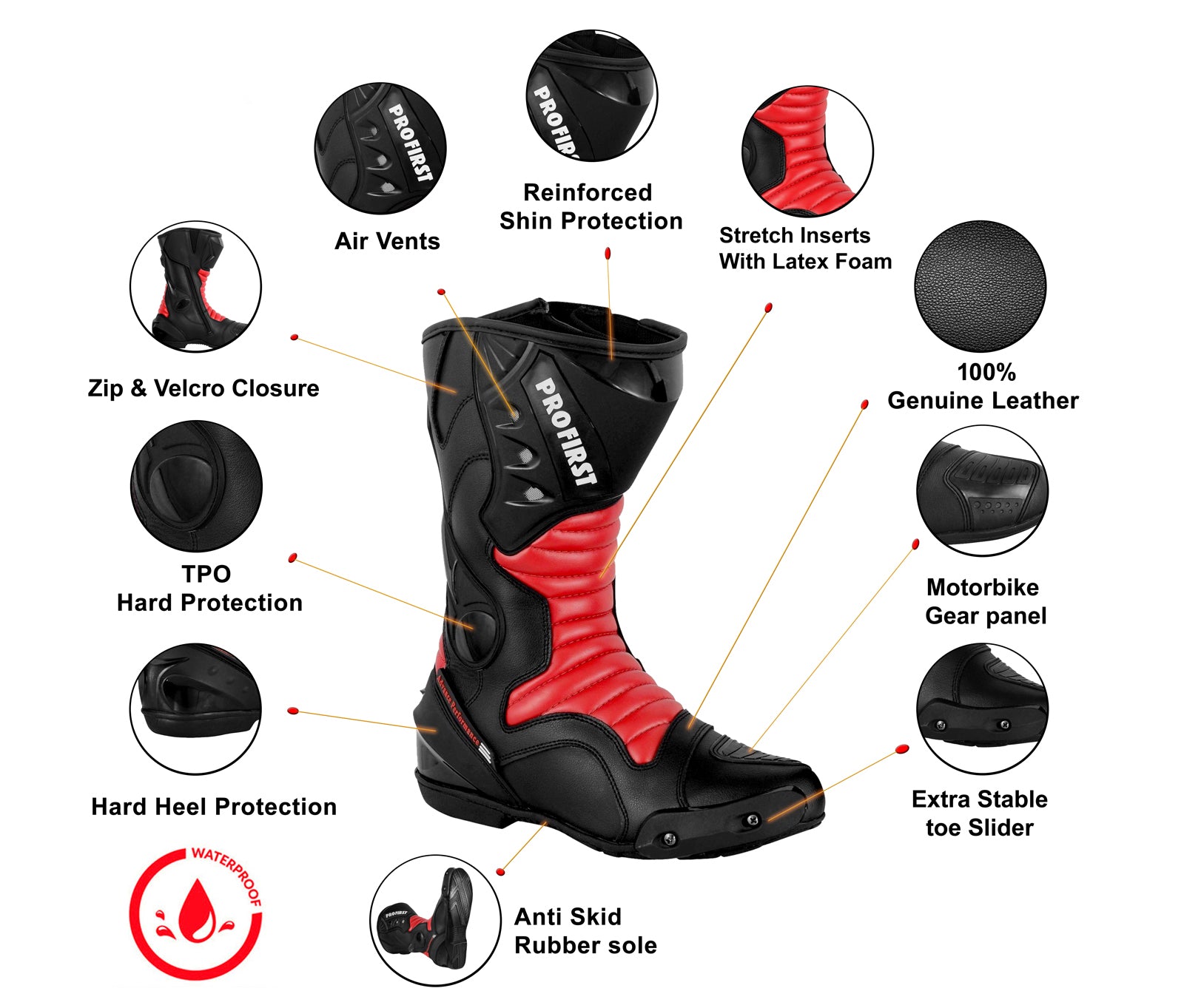 Profirst Thunder Strike Motorbike Boots