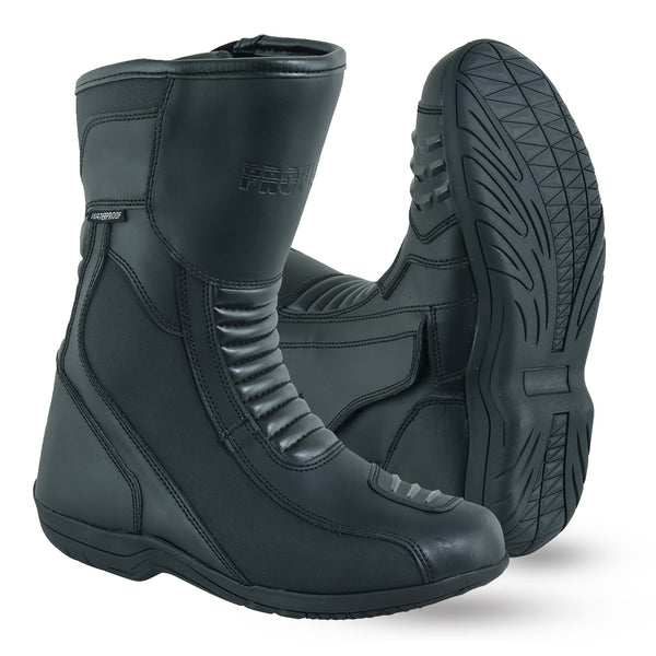 Profirst Airteck Motorbike Men Leather Boots Black