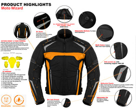 Profirst Moto Wizard Motorbike Men Jacket Orange