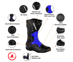 Profirst Thunder Strike Motorbike Men Boots Blue