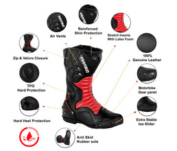 Profirst Thunder Strike Motorbike Men Boots Red